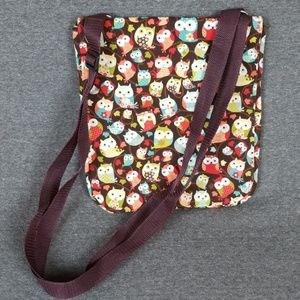 New Handmade Owl Print Cotton Messenger Bag